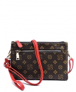 Monogrammed Multi Zip Crossbody Bag CS2583 BROWN/RED